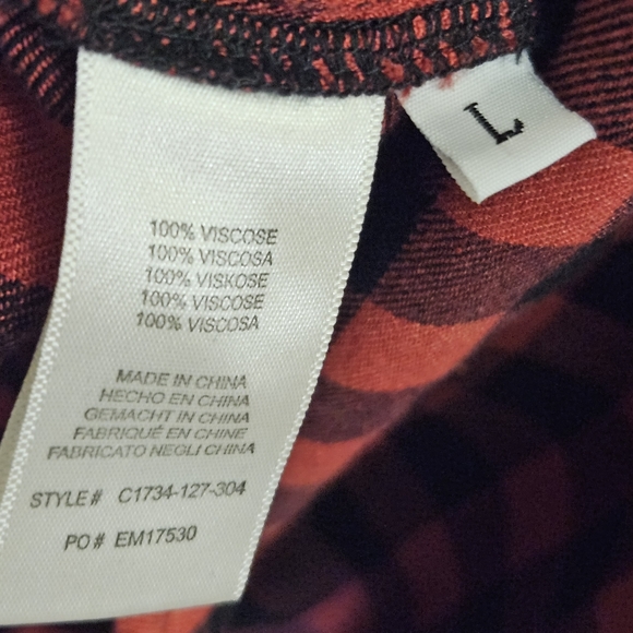 Cloth & Stone Red and Black Buffalo Plaid Flutter Sleeve Dress,Large - Picture 15 of 16